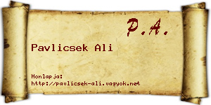 Pavlicsek Ali névjegykártya